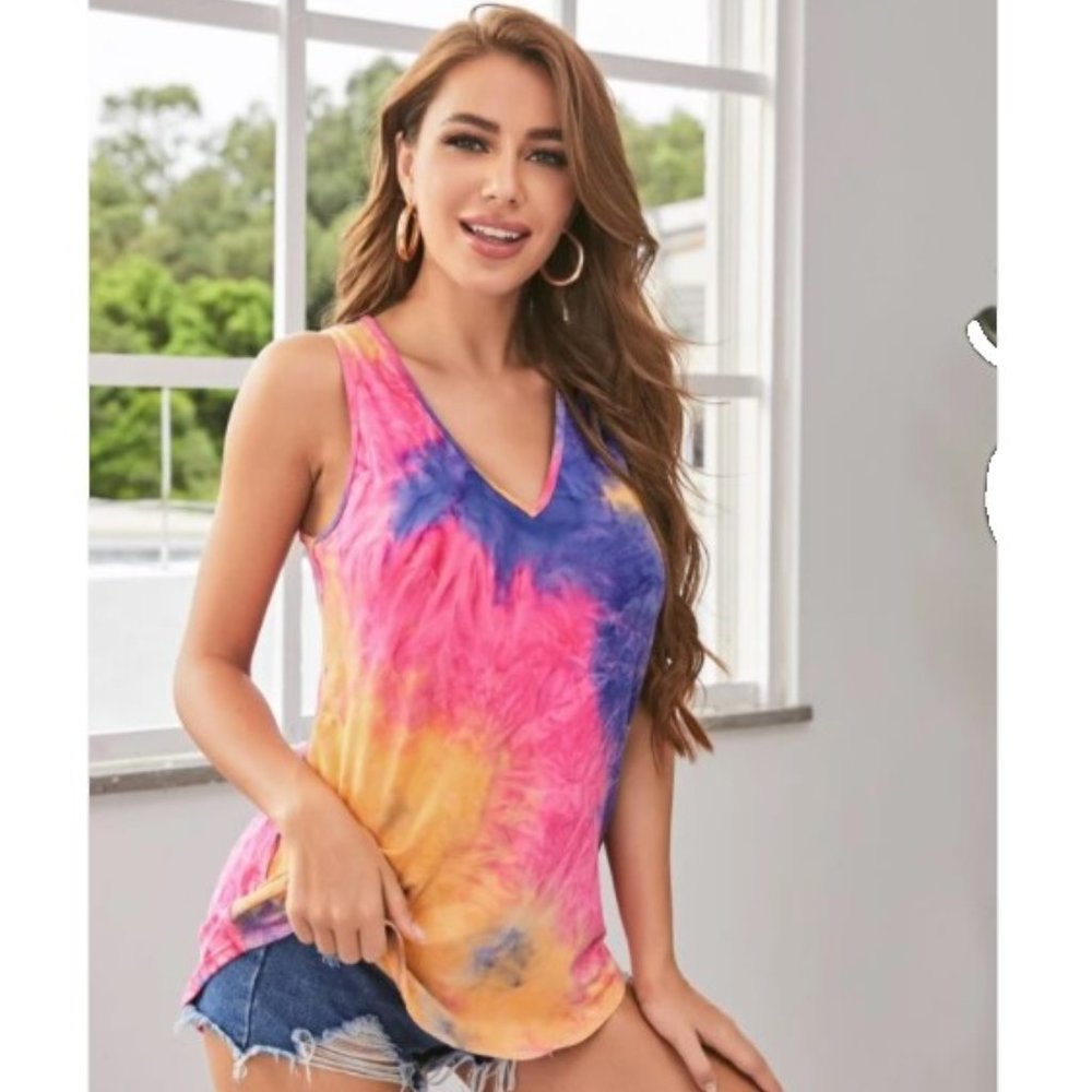 V-neck Tie Dye Tank Top